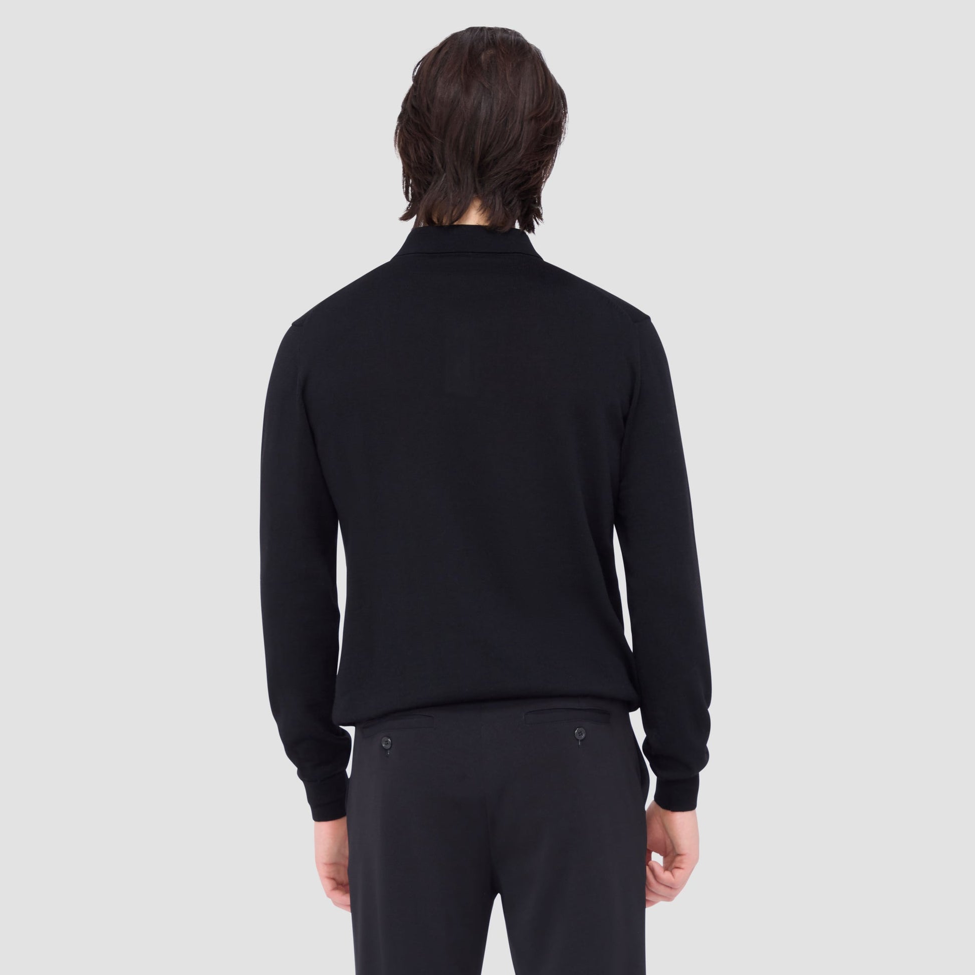 Bugatchi Super Merino™ Solid Polo Sweater Black