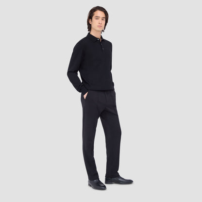 Bugatchi Super Merino™ Solid Polo Sweater Black