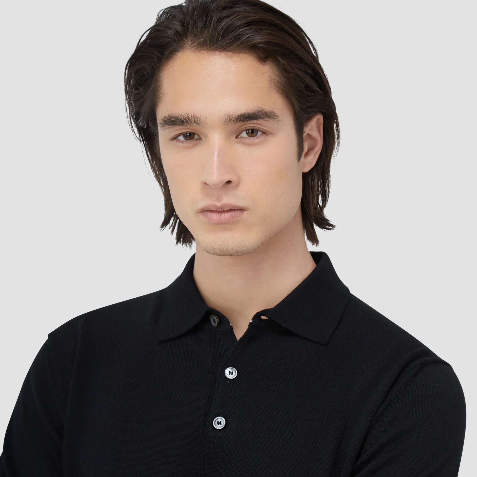 Bugatchi Super Merino™ Solid Polo Sweater Black