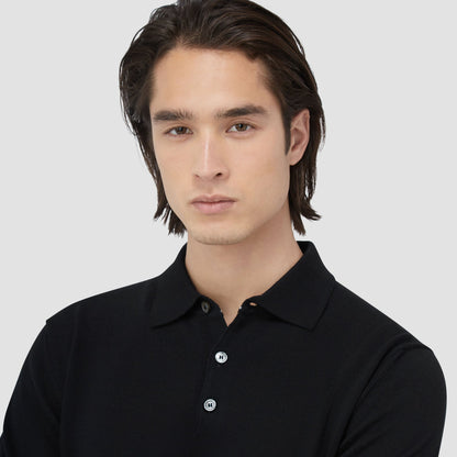 Bugatchi Super Merino™ Solid Polo Sweater Black