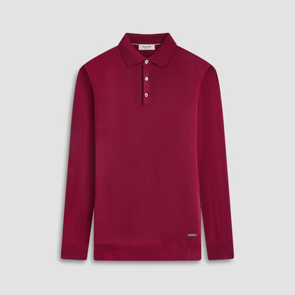 Bugatchi Super Merino™ Solid Polo Sweater Burgundy