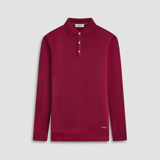 Bugatchi Super Merino™ Solid Polo Sweater Burgundy