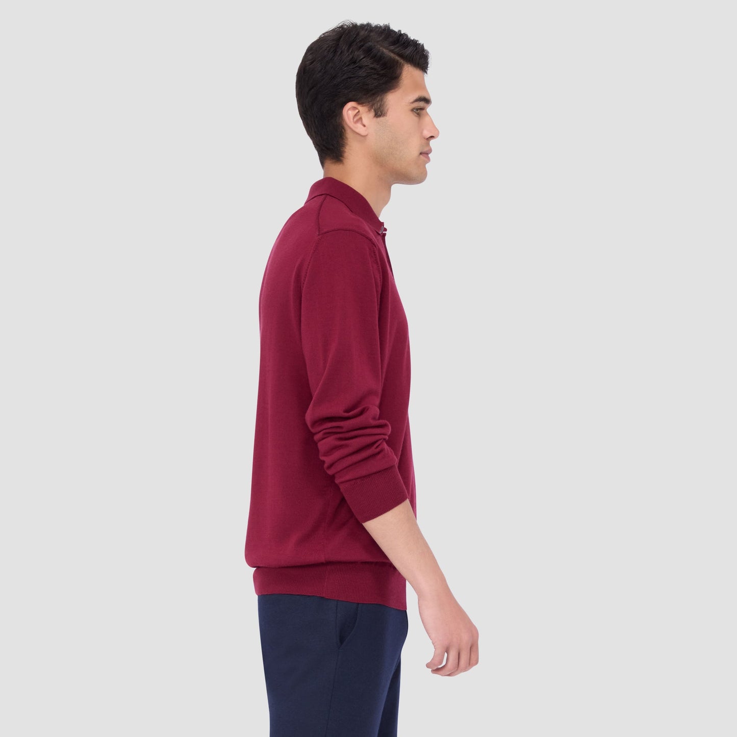Bugatchi Super Merino™ Solid Polo Sweater Burgundy