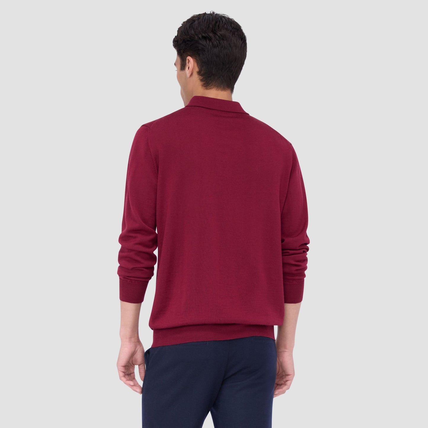 Bugatchi Super Merino™ Solid Polo Sweater Burgundy