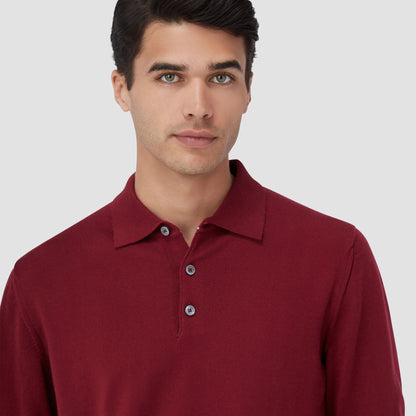 Bugatchi Super Merino™ Solid Polo Sweater Burgundy