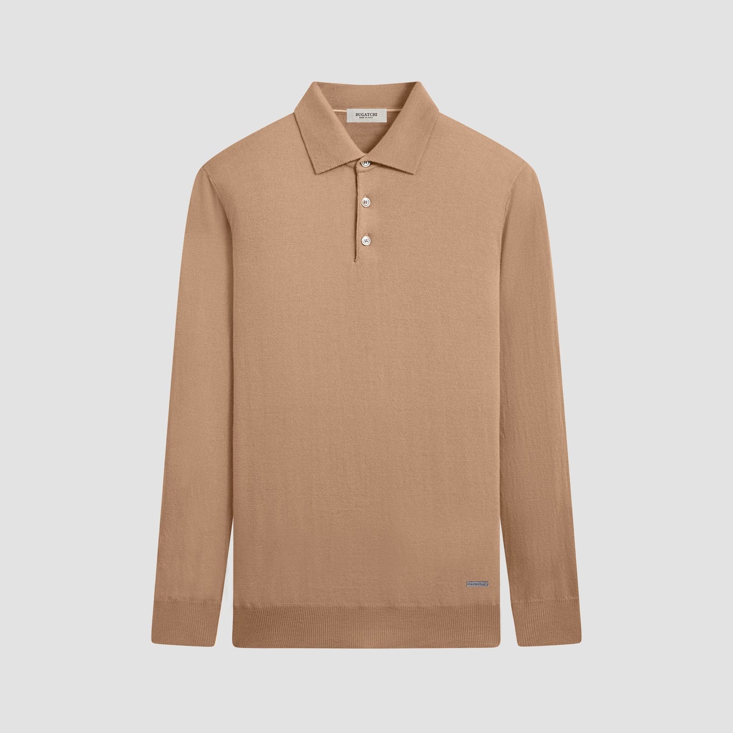 Bugatchi Super Merino™ Solid Polo Sweater Camel