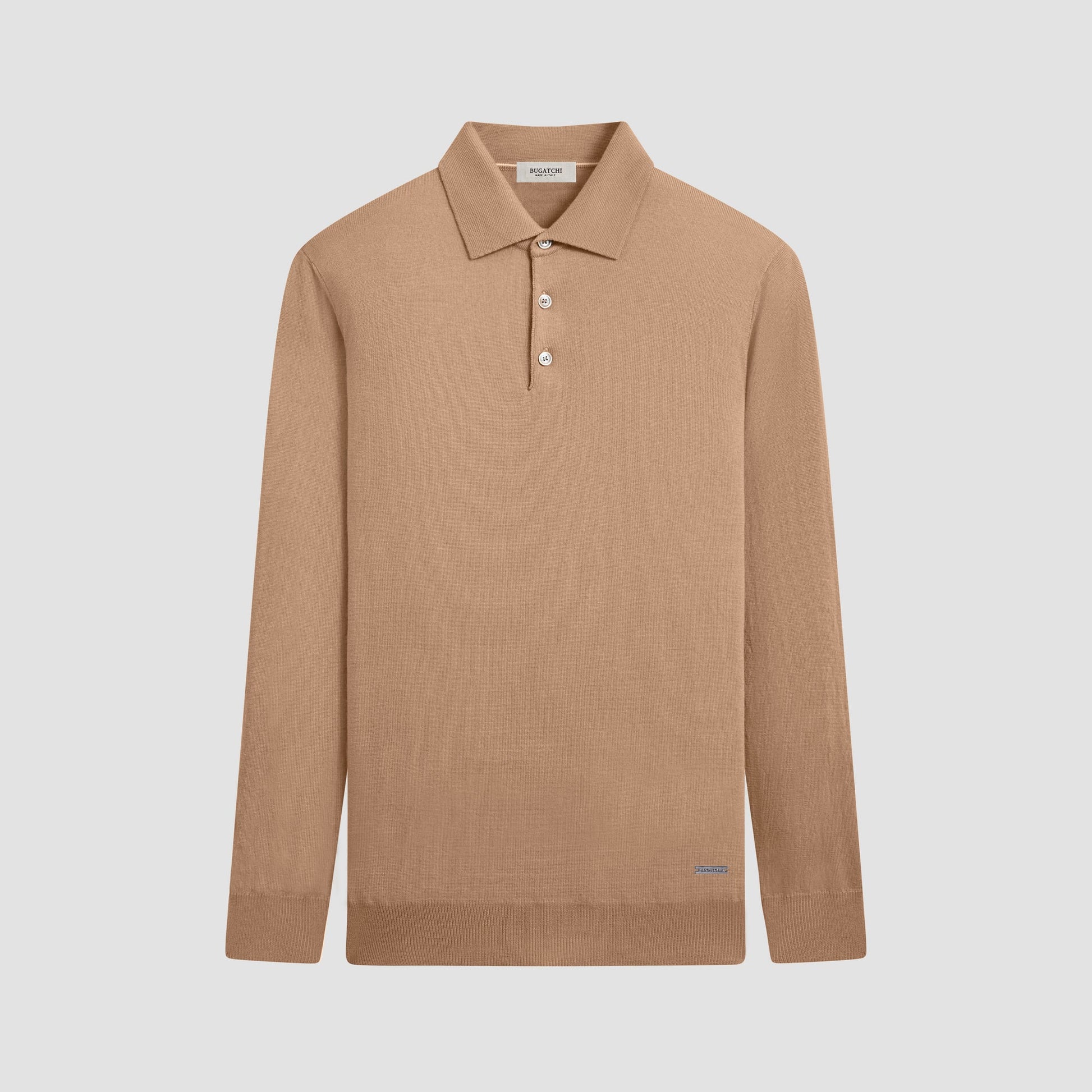 Bugatchi Super Merino™ Solid Polo Sweater Camel