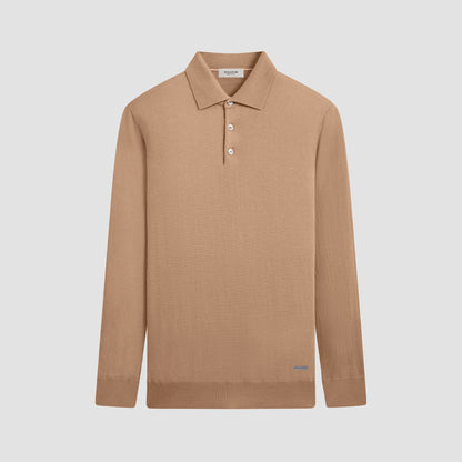 Bugatchi Super Merino™ Solid Polo Sweater Camel