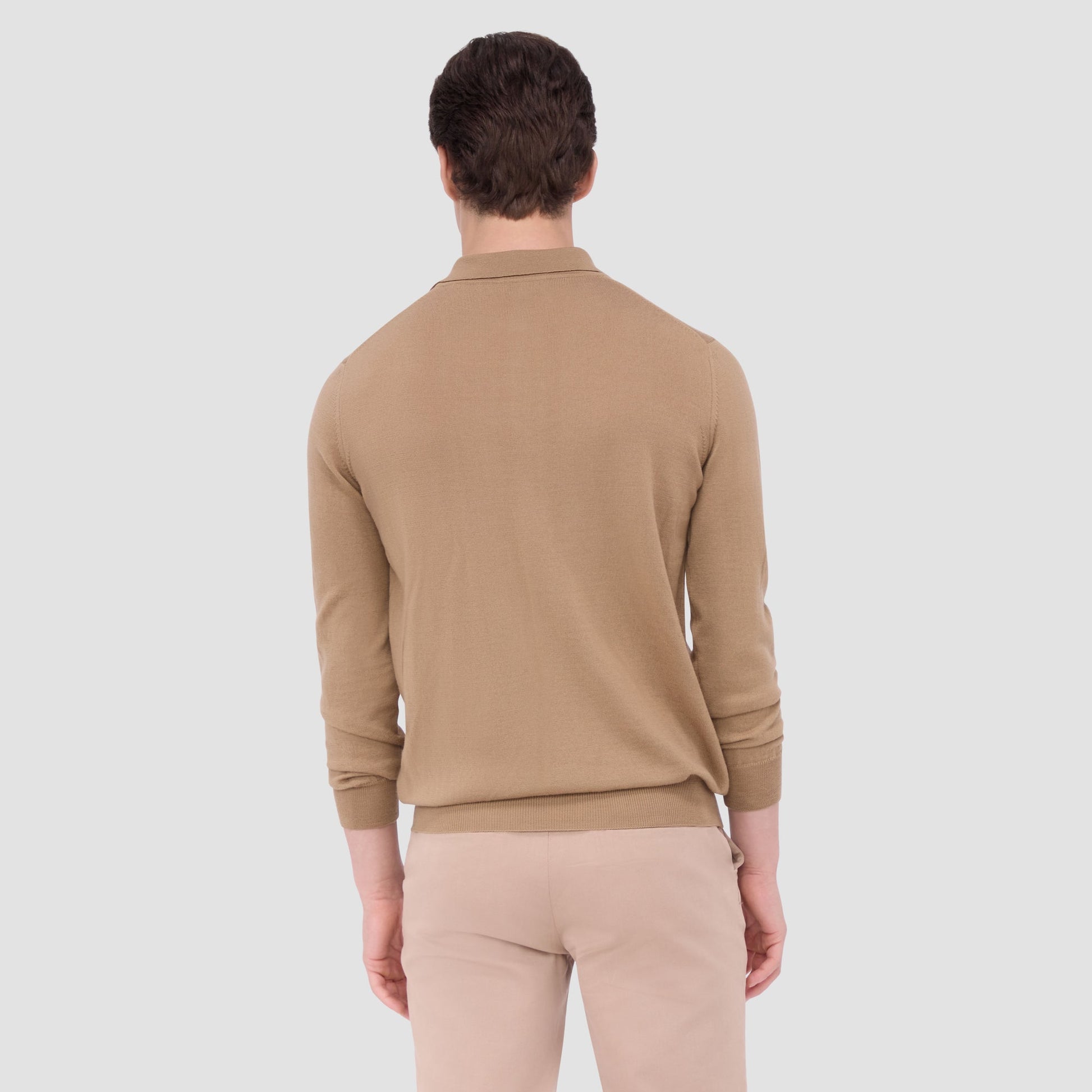 Bugatchi Super Merino™ Solid Polo Sweater Camel