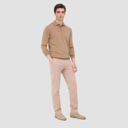 Bugatchi Super Merino™ Solid Polo Sweater Camel