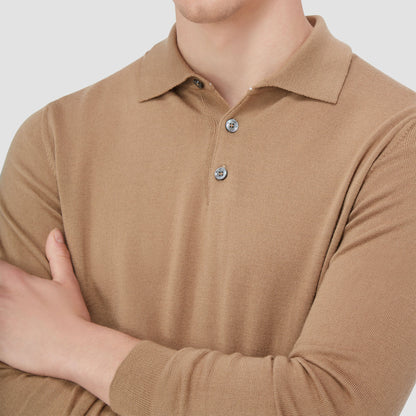 Bugatchi Super Merino™ Solid Polo Sweater Camel