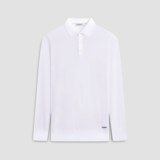 Bugatchi Super Merino™ Solid Polo Sweater Chalk