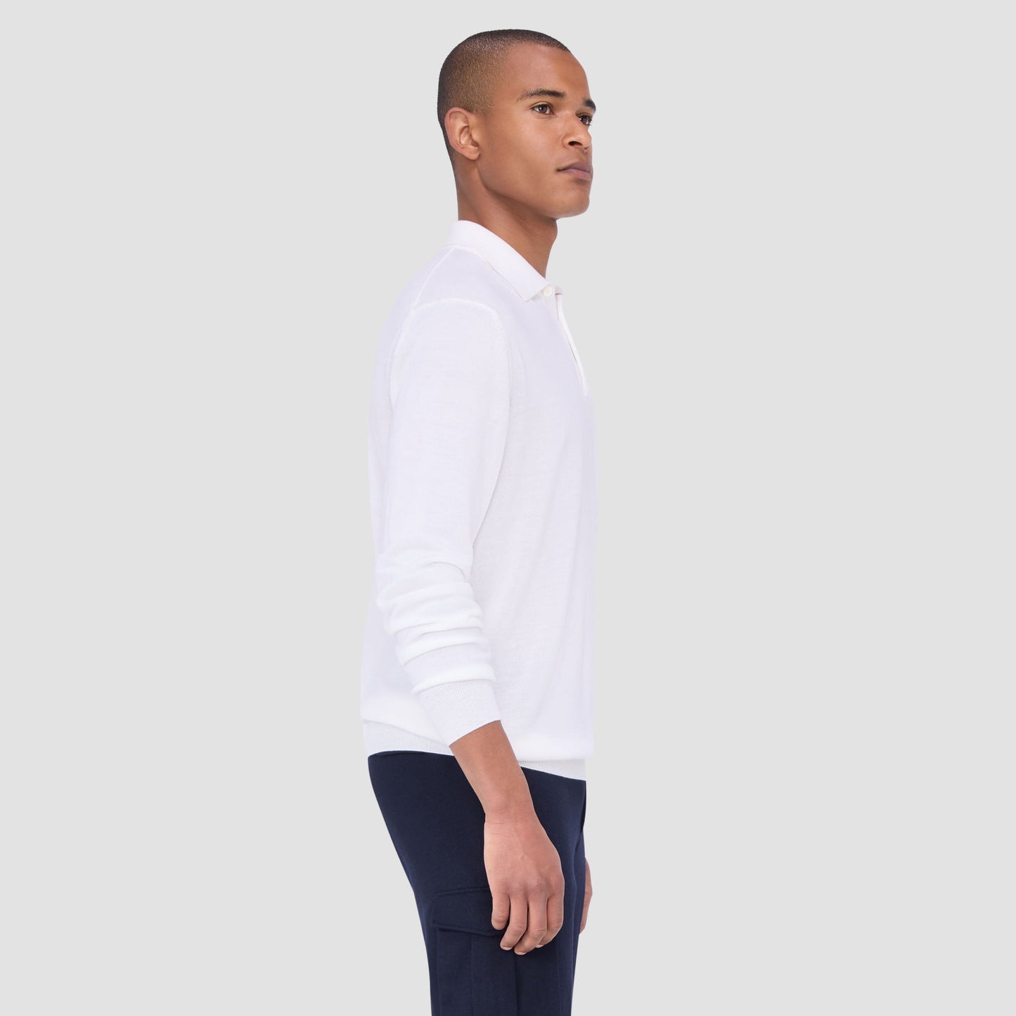Bugatchi Super Merino™ Solid Polo Sweater Chalk