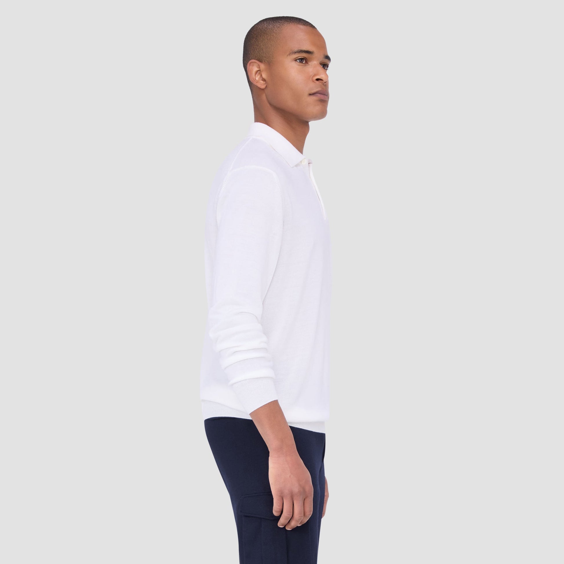 Bugatchi Super Merino™ Solid Polo Sweater Chalk