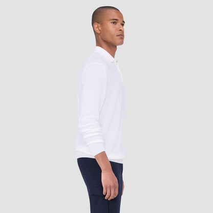 Bugatchi Super Merino™ Solid Polo Sweater Chalk