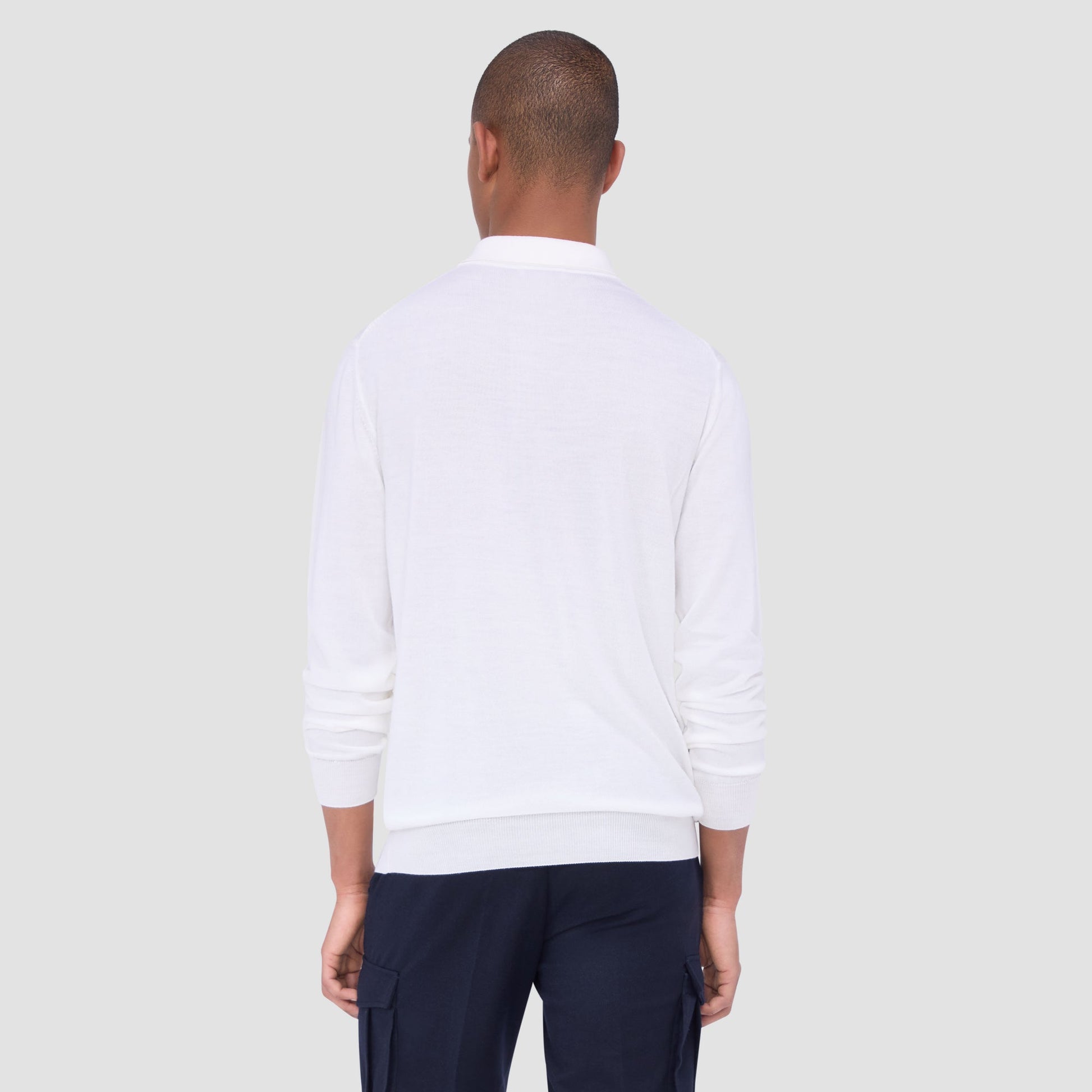 Bugatchi Super Merino™ Solid Polo Sweater Chalk