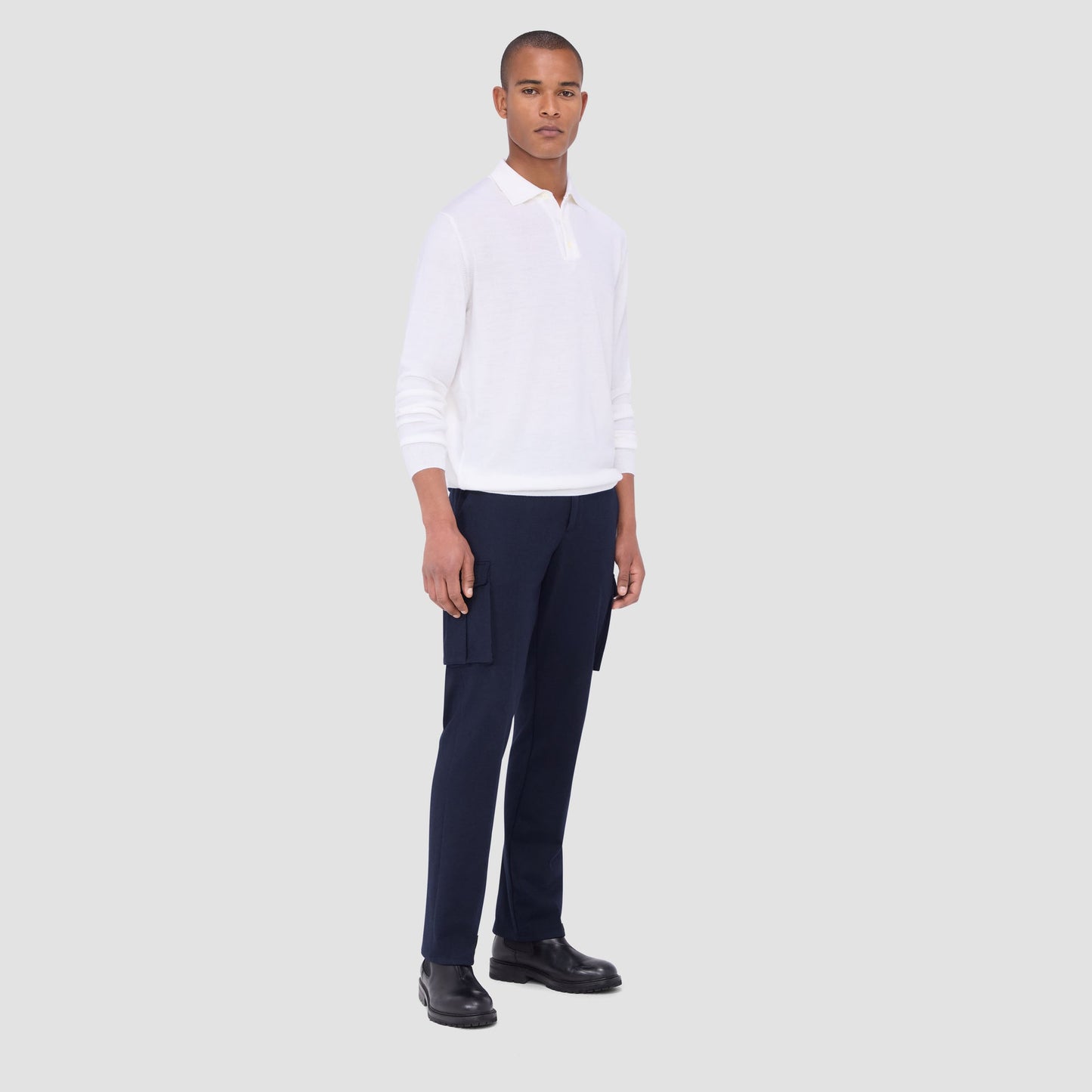 Bugatchi Super Merino™ Solid Polo Sweater Chalk