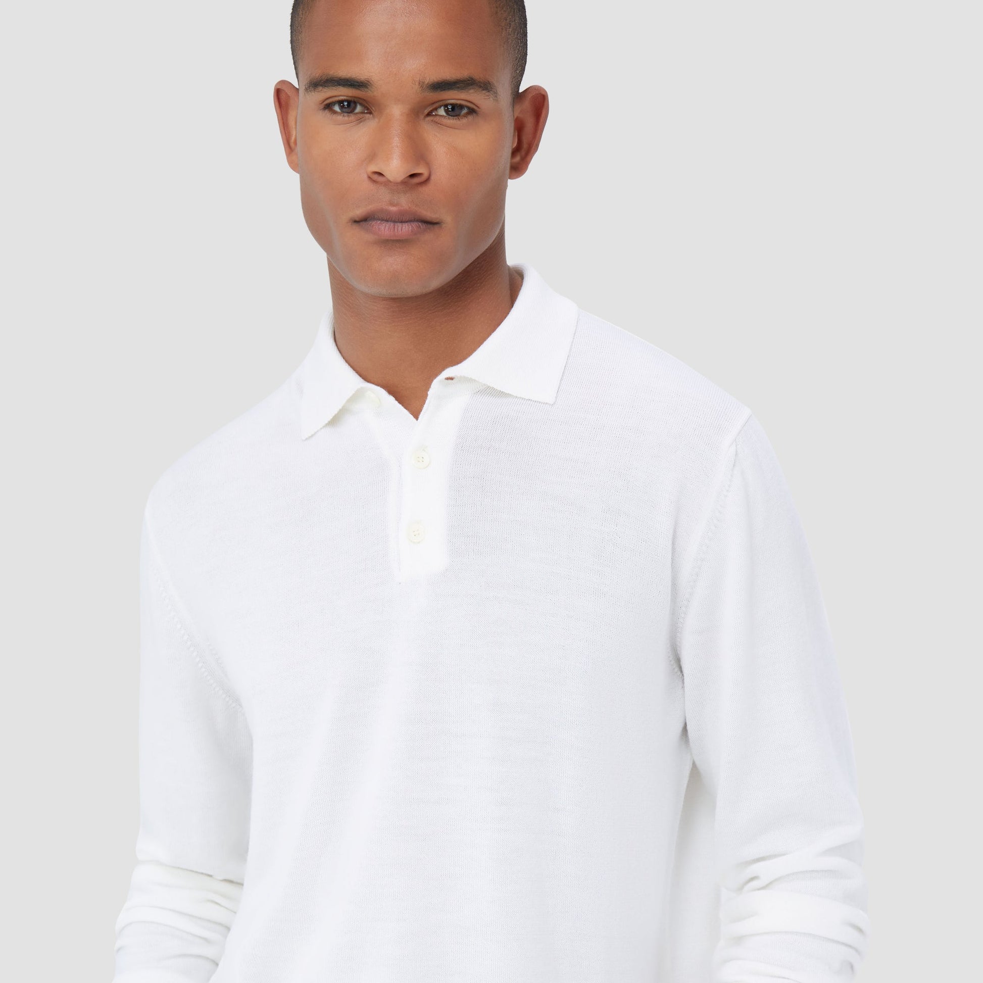 Bugatchi Super Merino™ Solid Polo Sweater Chalk
