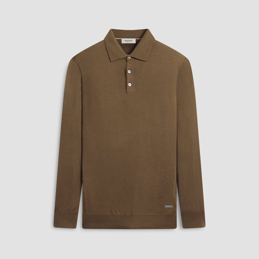 Bugatchi Super Merino™ Solid Polo Sweater Moss