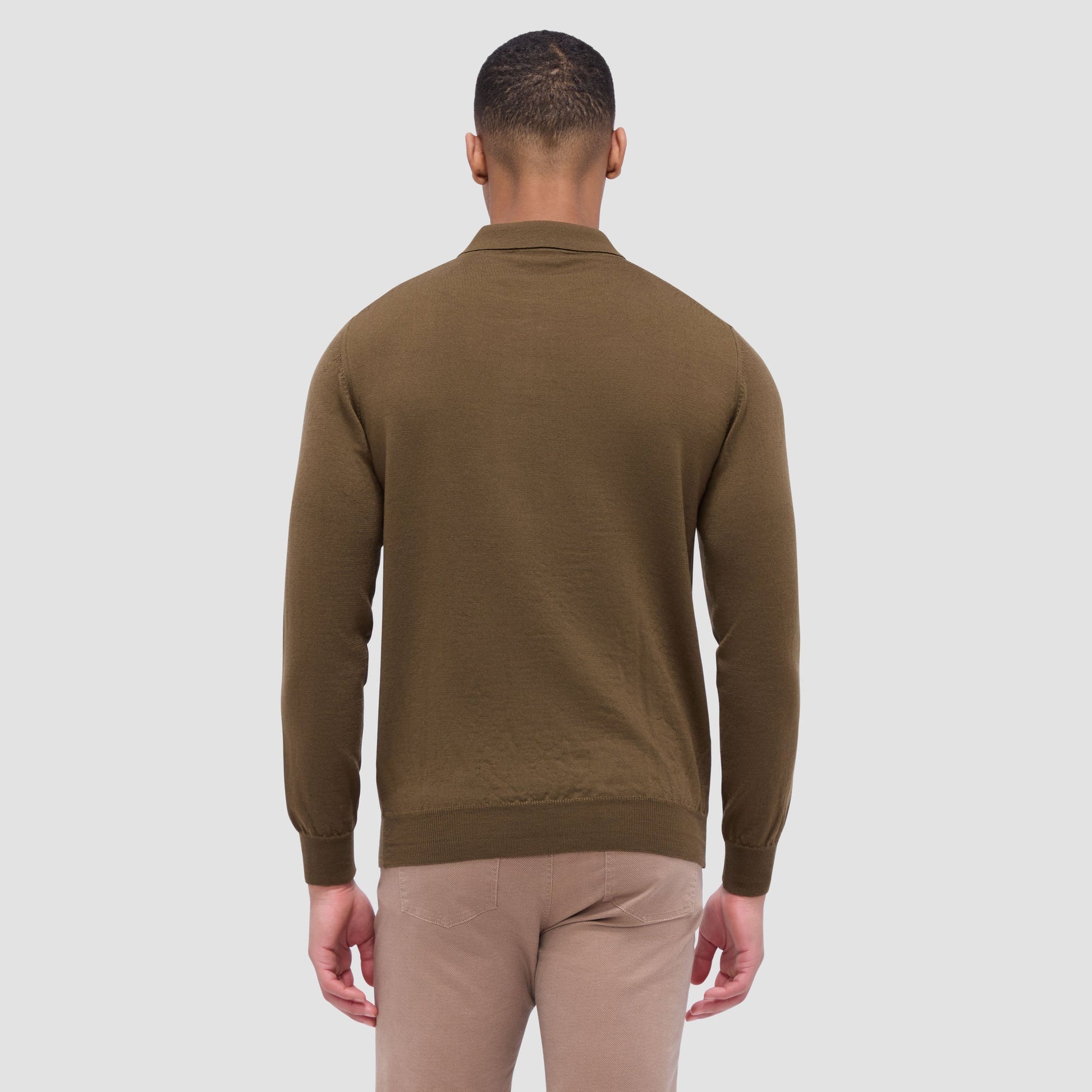 Bugatchi Super Merino™ Solid Polo Sweater Moss