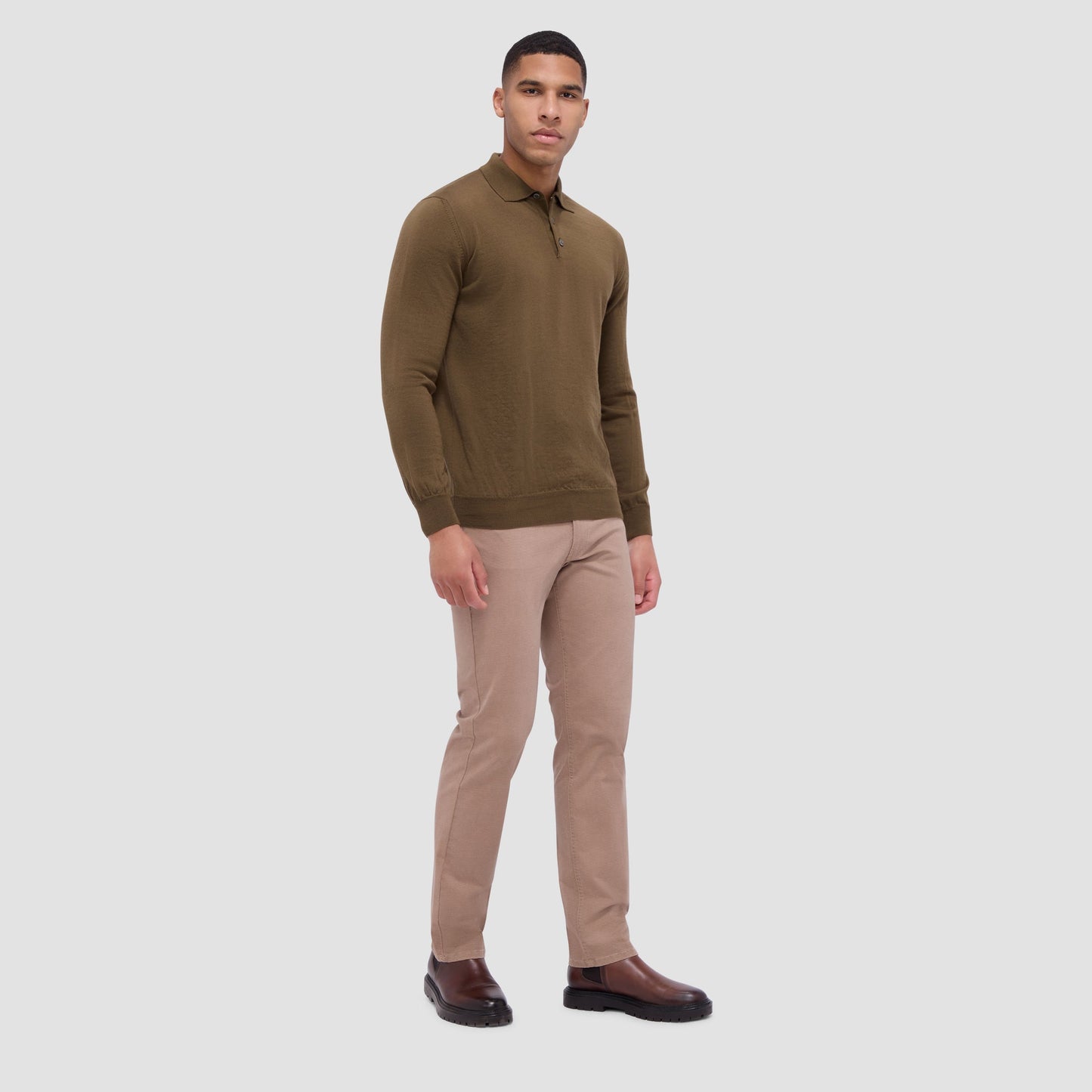 Bugatchi Super Merino™ Solid Polo Sweater Moss