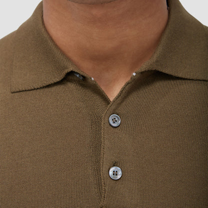 Bugatchi Super Merino™ Solid Polo Sweater Moss