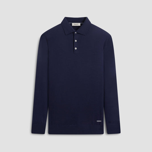 Bugatchi Super Merino™ Solid Polo Sweater Navy