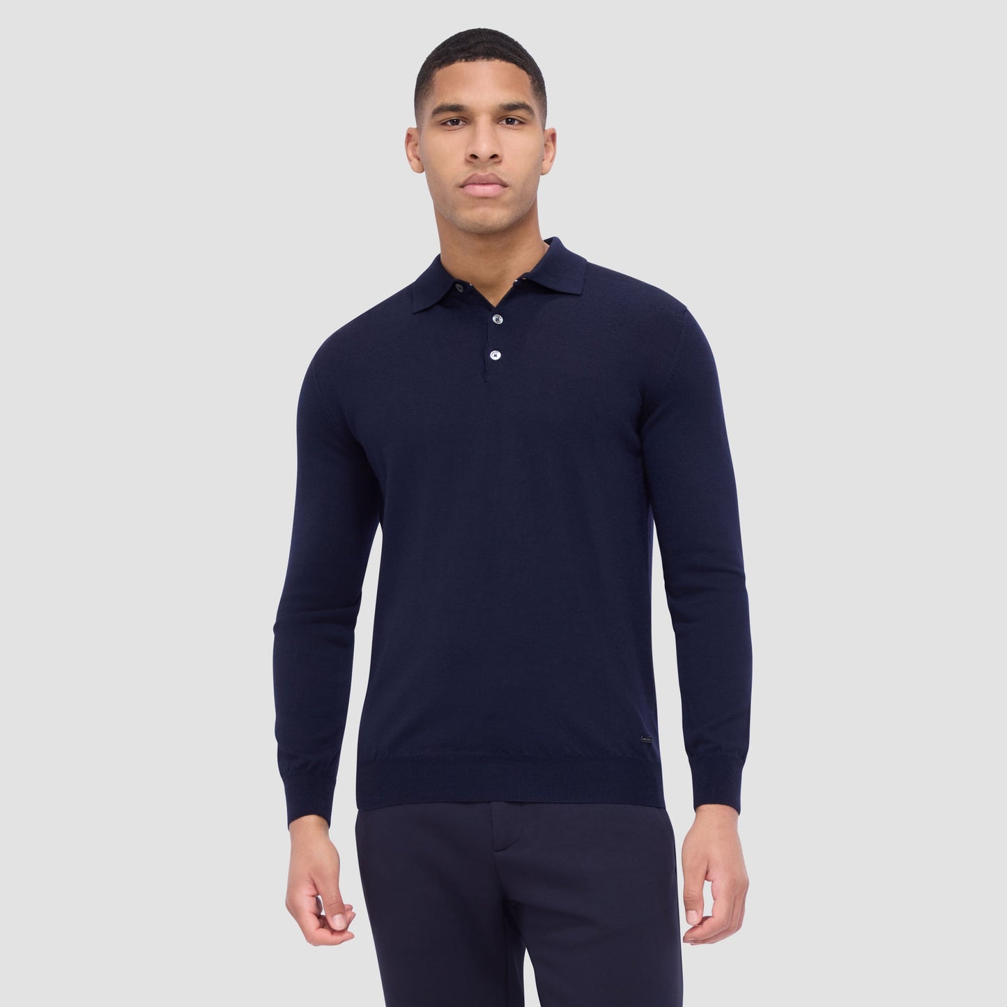 Bugatchi Super Merino™ Solid Polo Sweater Navy