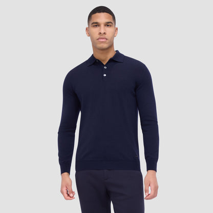 Bugatchi Super Merino™ Solid Polo Sweater Navy