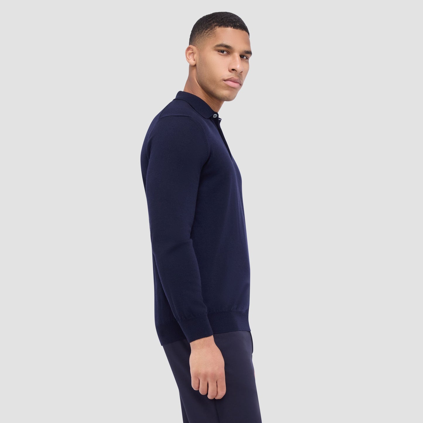 Bugatchi Super Merino™ Solid Polo Sweater Navy