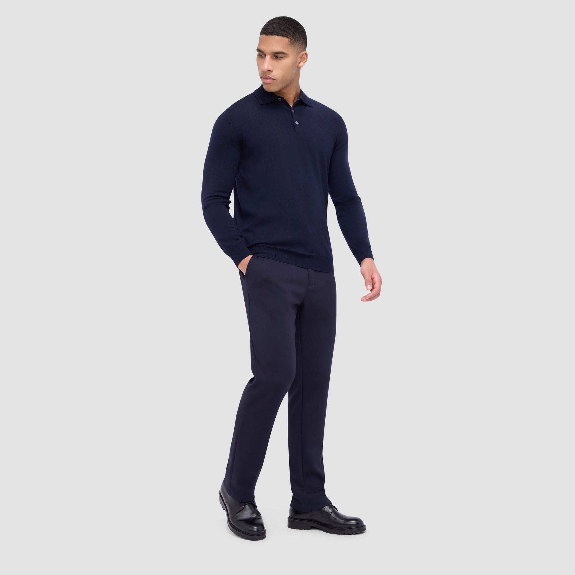 Bugatchi Super Merino™ Solid Polo Sweater Navy