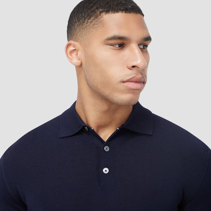 Bugatchi Super Merino™ Solid Polo Sweater Navy