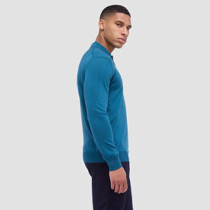 Bugatchi Super Merino™ Solid Polo Sweater Teal