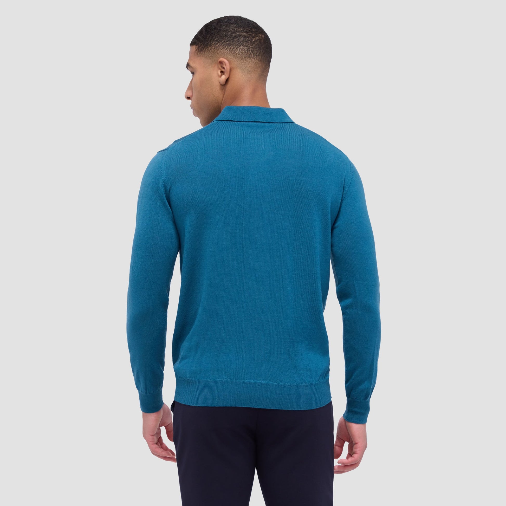 Bugatchi Super Merino™ Solid Polo Sweater Teal