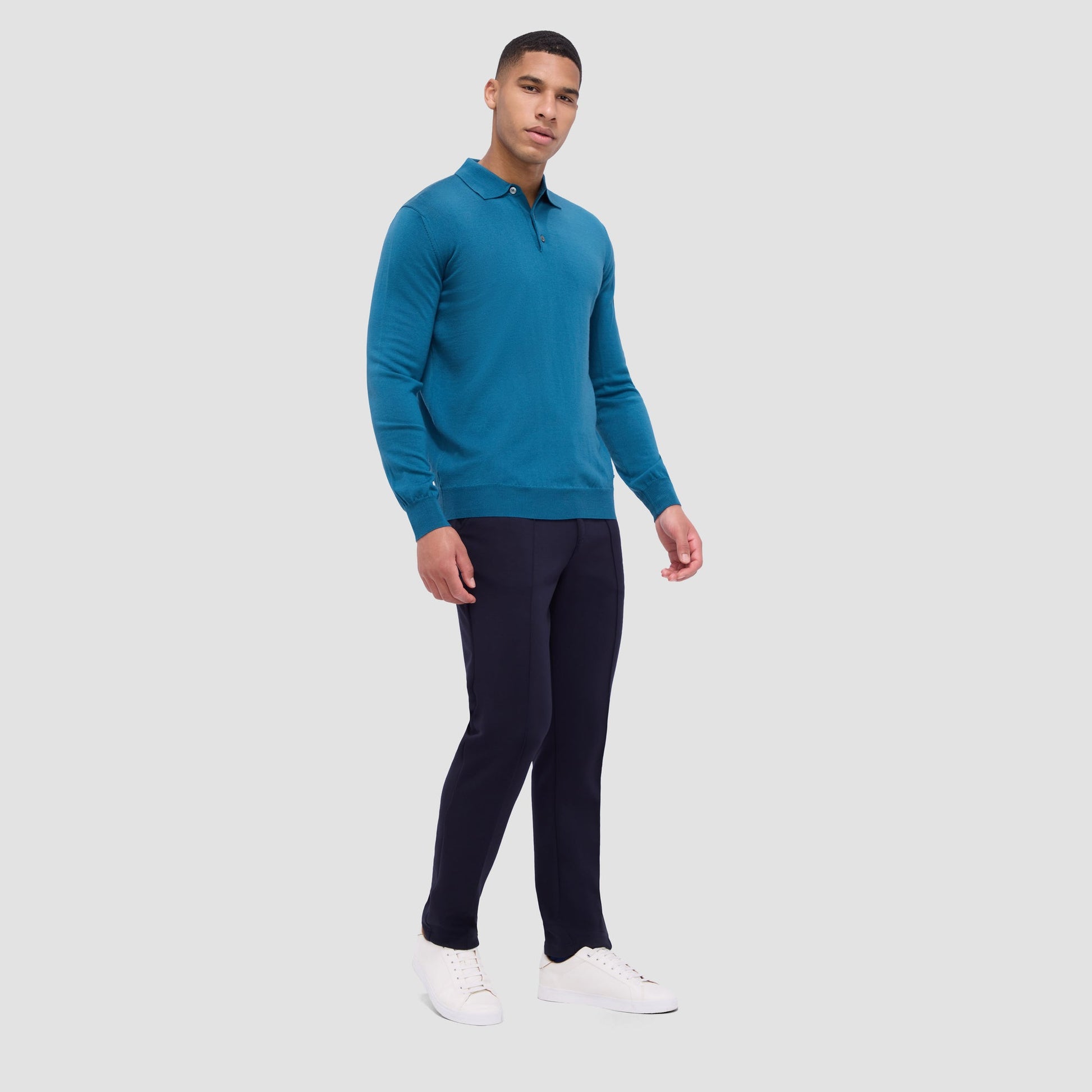 Bugatchi Super Merino™ Solid Polo Sweater Teal