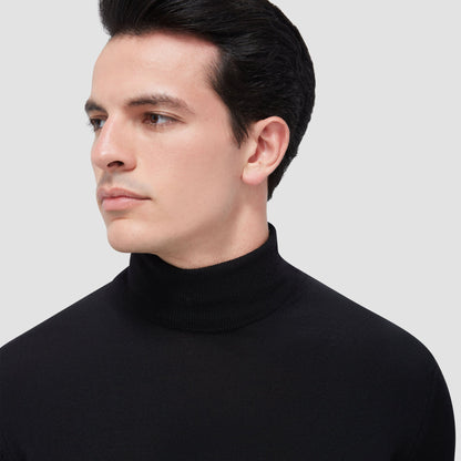 Bugatchi Sawyer Turtleneck Super Merino™ Sweater Black