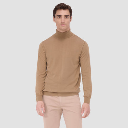 Bugatchi Sawyer Turtleneck Super Merino™ Sweater Camel