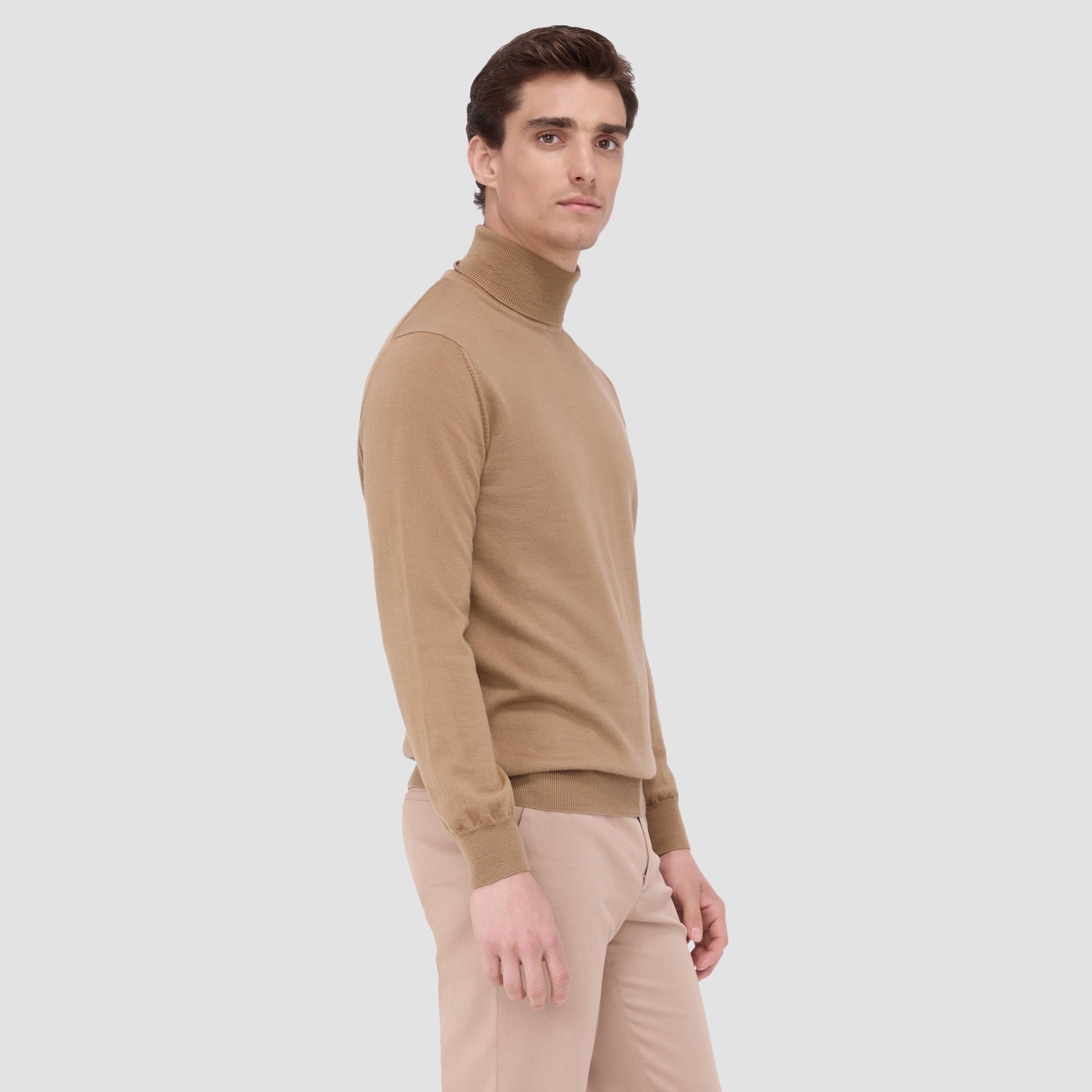 Bugatchi Sawyer Turtleneck Super Merino™ Sweater Camel
