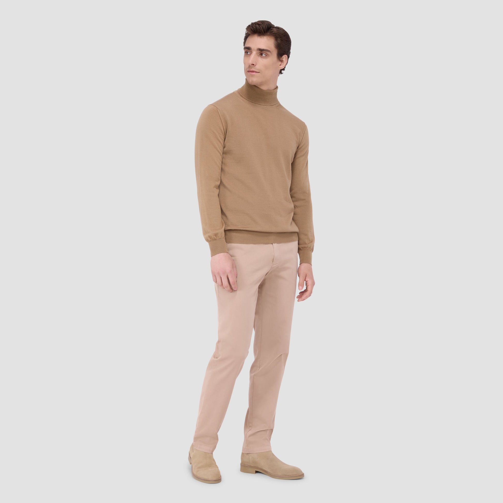 Bugatchi Sawyer Turtleneck Super Merino™ Sweater Camel
