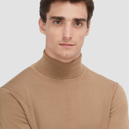 Bugatchi Sawyer Turtleneck Super Merino™ Sweater Camel