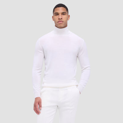 Bugatchi Sawyer Turtleneck Super Merino™ Sweater Chalk