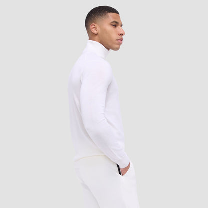 Bugatchi Sawyer Turtleneck Super Merino™ Sweater Chalk