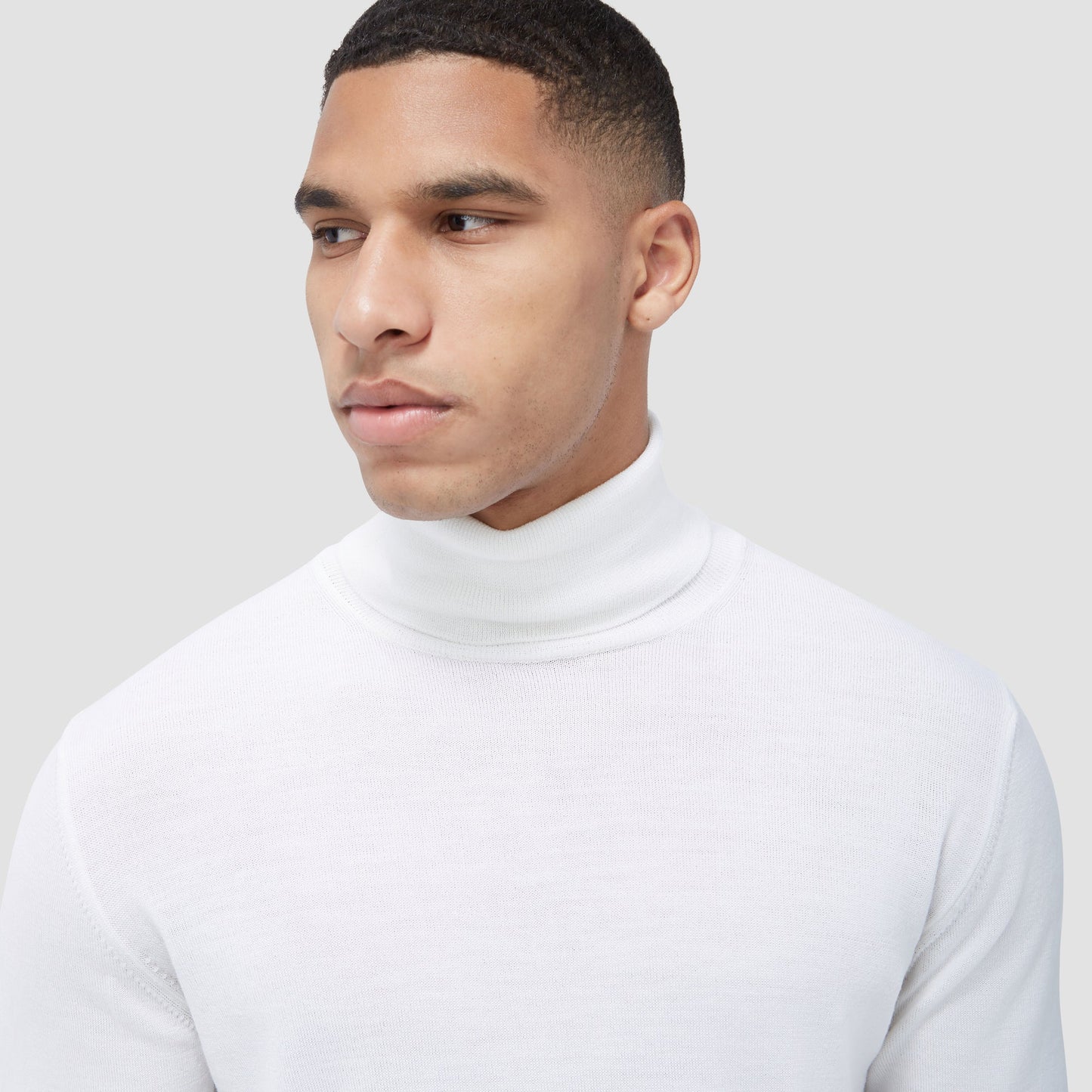 Bugatchi Sawyer Turtleneck Super Merino™ Sweater Chalk