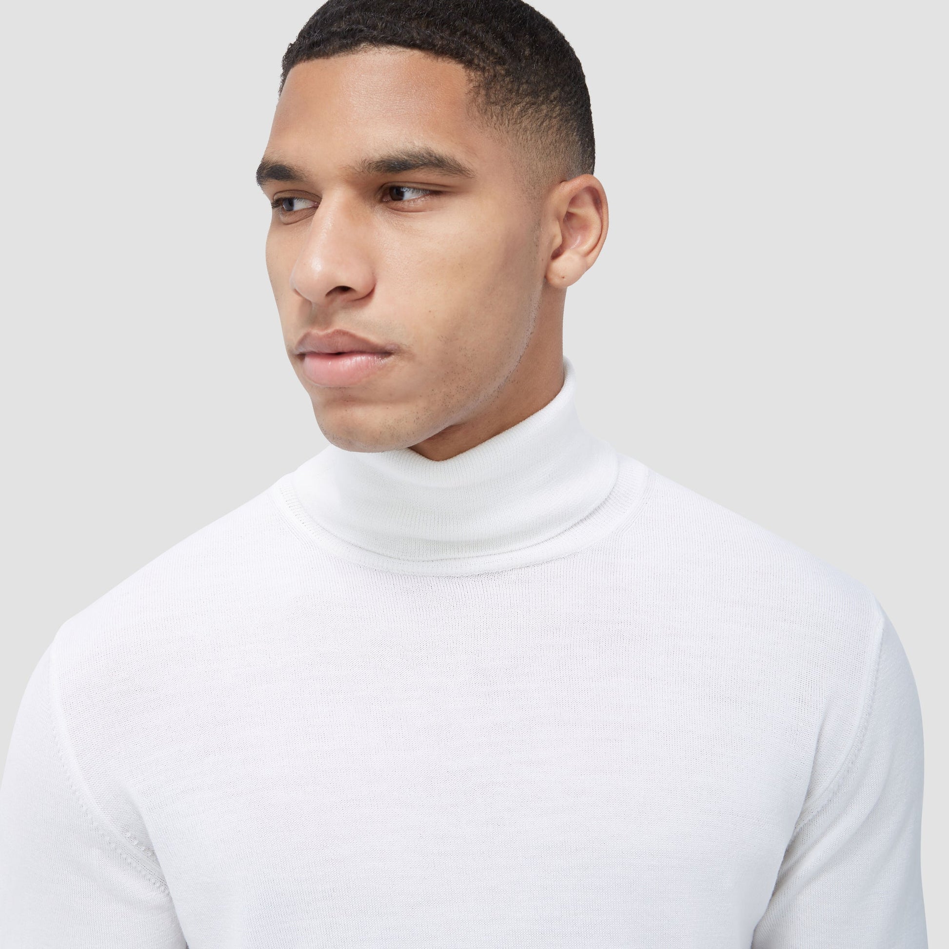 Bugatchi Sawyer Turtleneck Super Merino™ Sweater Chalk