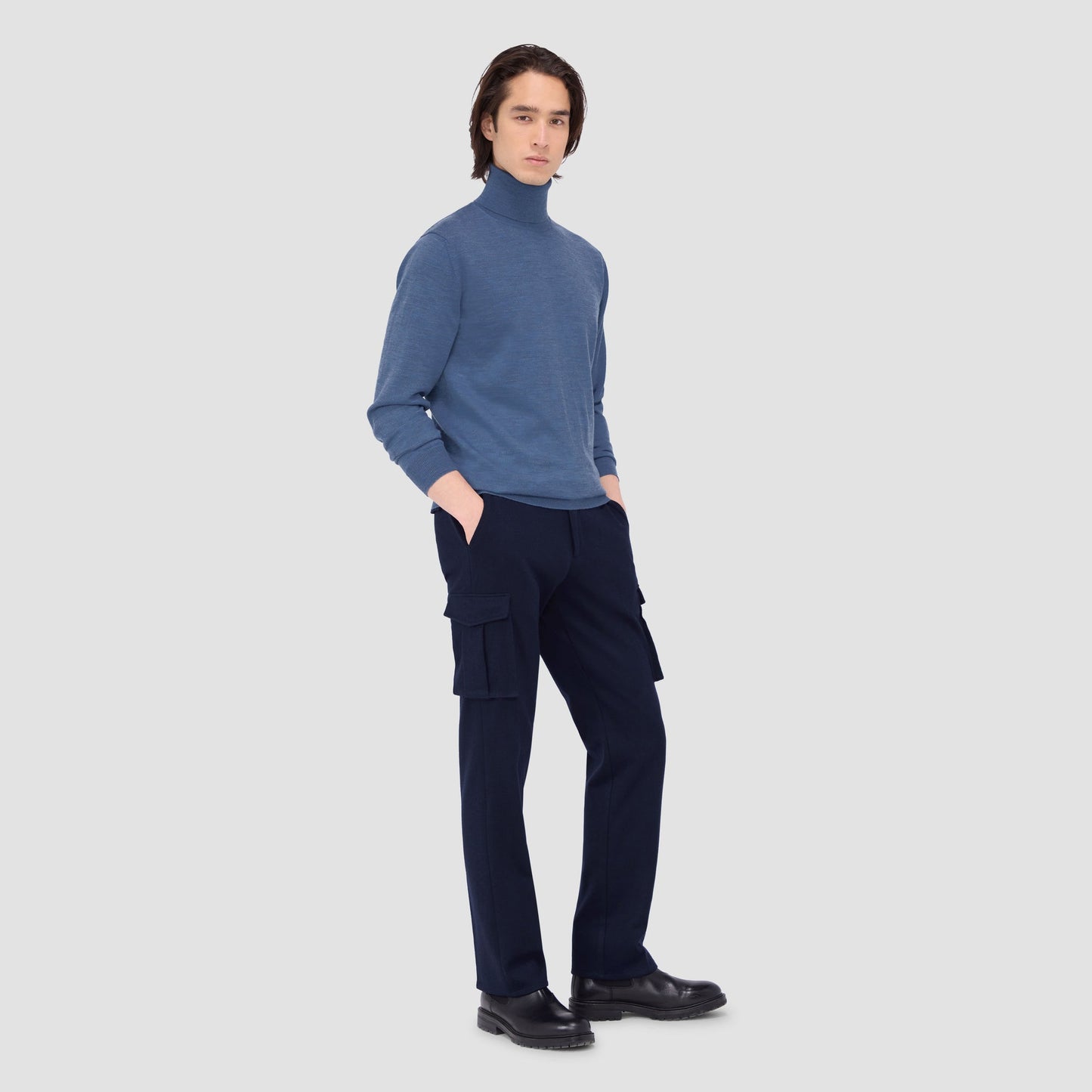 Bugatchi Sawyer Turtleneck Super Merino™ Sweater Denim