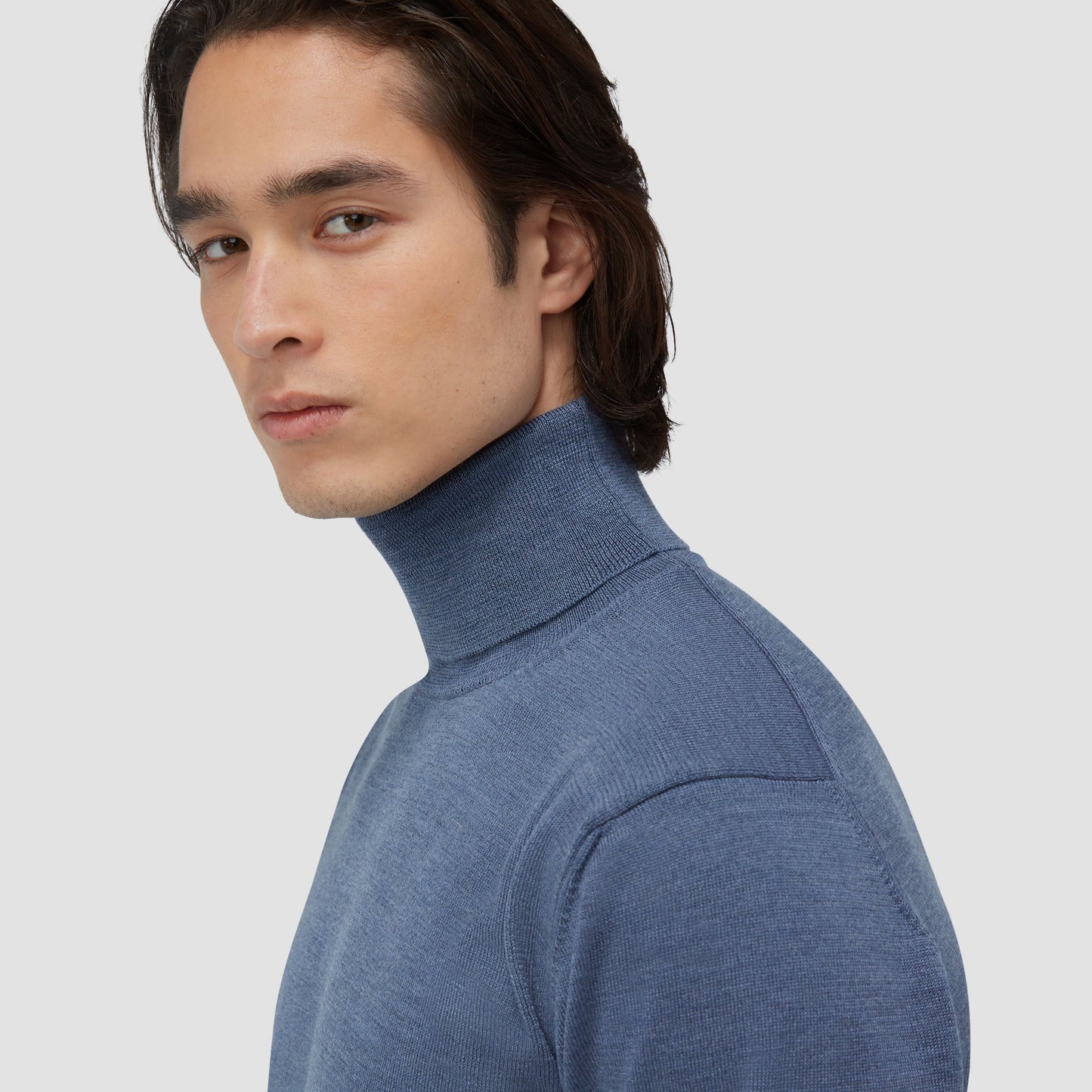 Bugatchi Sawyer Turtleneck Super Merino™ Sweater Denim