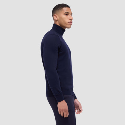 Bugatchi Sawyer Turtleneck Super Merino™ Sweater Navy