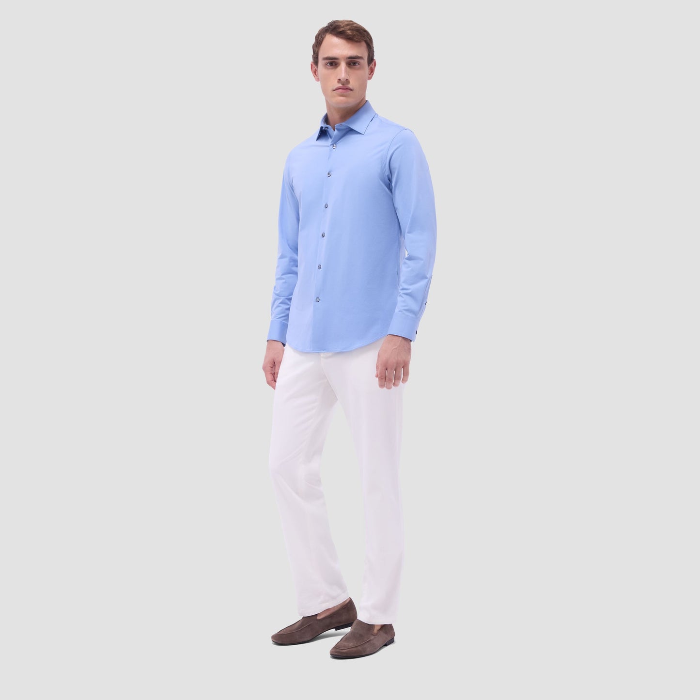 Bugatchi James Solid OoohCotton® Shirt Air Blue